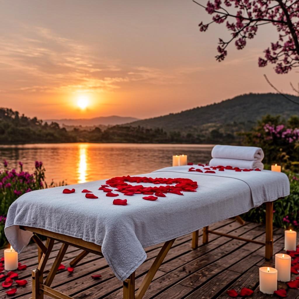 Luxury spa treatment room with candles at Relax Zen massage spa Hyderabad