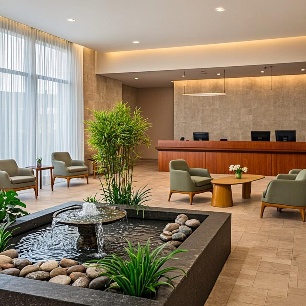 Spa reception desk with zen decor at Relax Zen massage centre